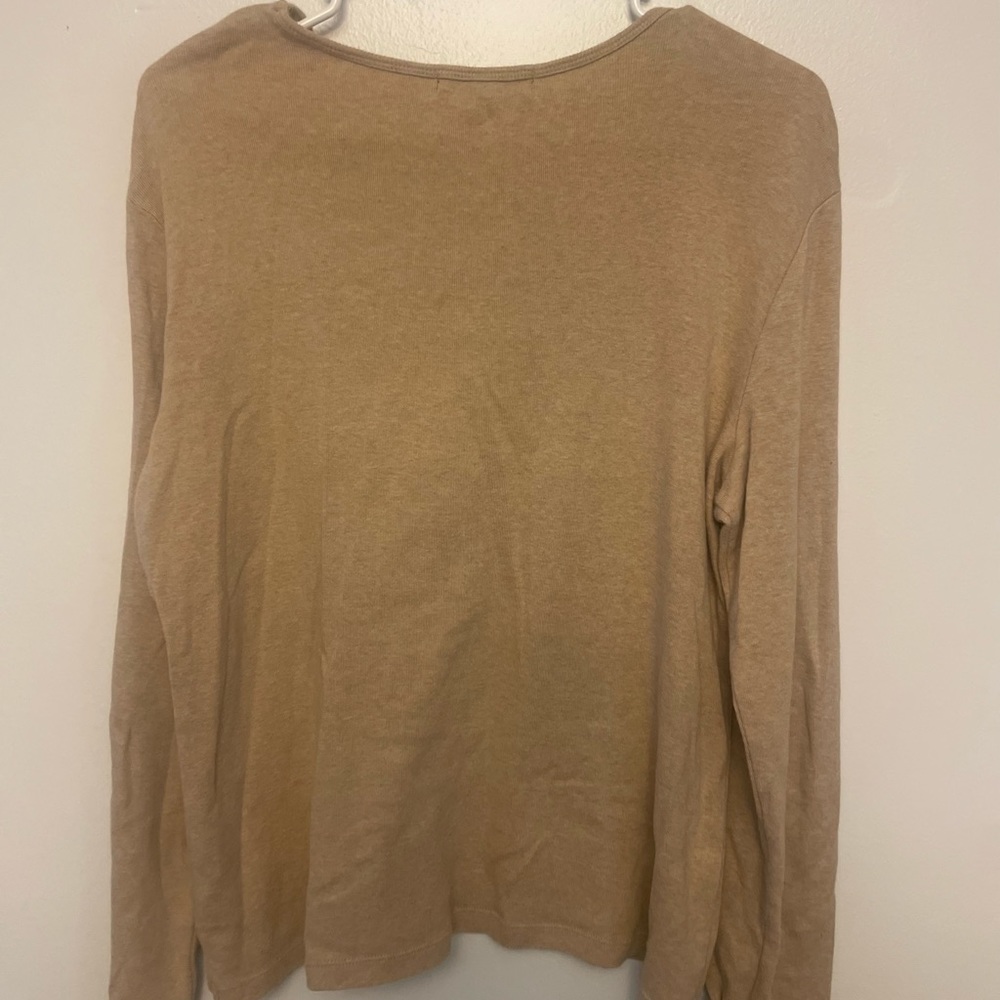 Polo Ralph Lauren Beige Long Sleeve Shirt RLL Logo Size Large - Picture 4 of 4